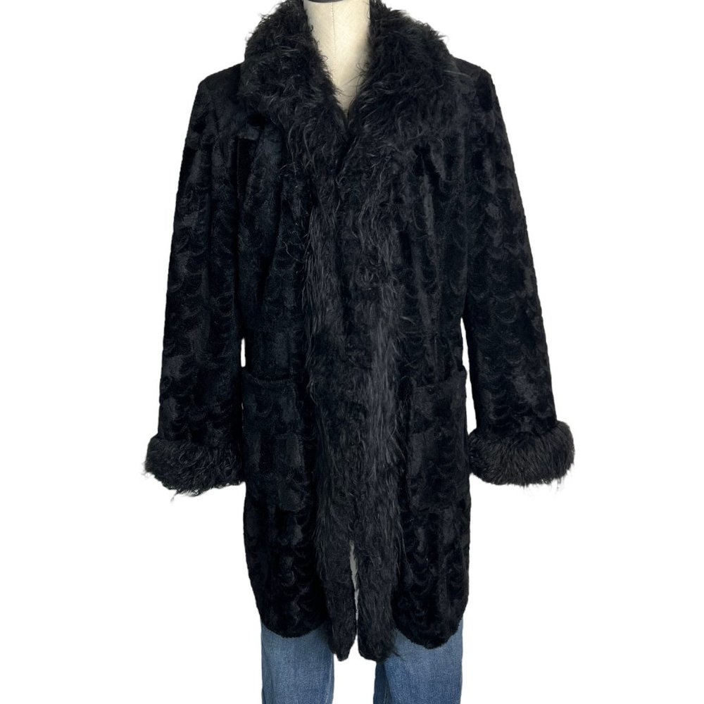 Vintage Y2K Gothic Faux Fur Shaggy Penny Lane Afghan Coat Jacket Mixit XL